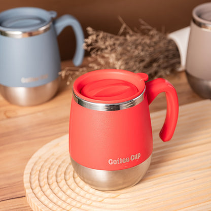 Caneca térmica em aço inoxidável de 500ml com tampa, parede dupla com isolamento a vácuo para bebidas quentes e frias, ideal para casa, atividades ao ar livre, campismo, aniversários, férias, Dia de Ação de Graças e Natal.