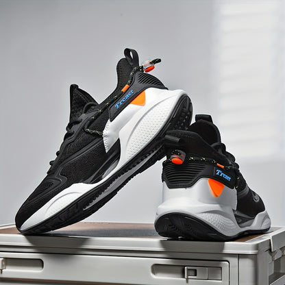 Panyan Wolfcaw Men's Sneakers - White/Black/Orange Sneakers with Air Cushion Technology, Arch Support & Non-Slip MD/TPU Sole - Low-Top Breathable Running Gym Shoes for Casual, Training, Casual Attire - All-Season Comfortable