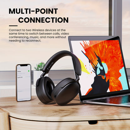 SuperEQ A200 Wireless Wireless 5.4 Headphones Hybrid Active Noise Canceling Over Ear Headset Hi-Res Audio 6-Mic AI ENC 100hrs Playtime APP Control