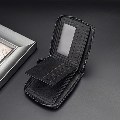 Luxury PU Leather Men's Wallet with RFID Blocking Technology, Zipper Closure & Multi-Compartment Design - Brown/Tan Crocodile Texture, Golden-Tone Hardware, Coin Pocket & Card Holder - Elegant Gift for Men, Durable Everyday W