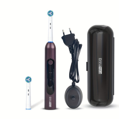 Orinatola Electric Toothbrush, Featuring 3 Rotating Cleaning Modes, 1 Travel Case, 2 Replacement Brush Heads, Induction Charging, Rating, Perfect As a Holiday Gift.