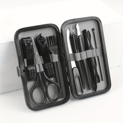 Manicure Set Nail Clipper Set Built-in Nail File Men's And Women's Personal Care Portable Travel Household 7-Piece Set Black Nail Scissors Grooming Tools Kit