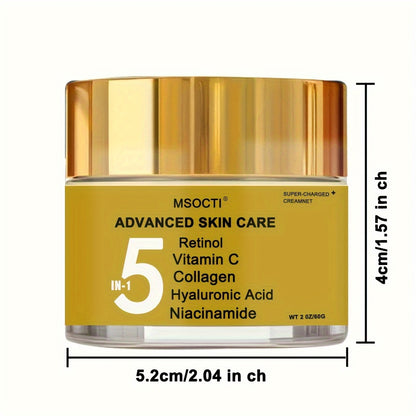 1pc MSOCTI Advanced 5-in-1 Anti-Aging Cream for All Skin Types - Moisturizing Face Cream with Retinol, Vitamin C, Collagen, Hyaluronic Acid, Niacinamide - Alcohol-Free, Firming & Repairing Skin Care