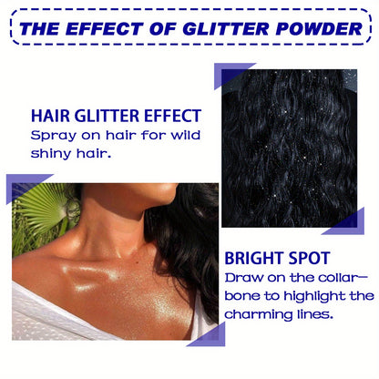 1PCS Glitter Spray Shimmer Silver Glitter Hairspray, Hair Body Glitter Spray, Silver Holographic Highlight Powder Spray For Party Perform Brighten Makeup