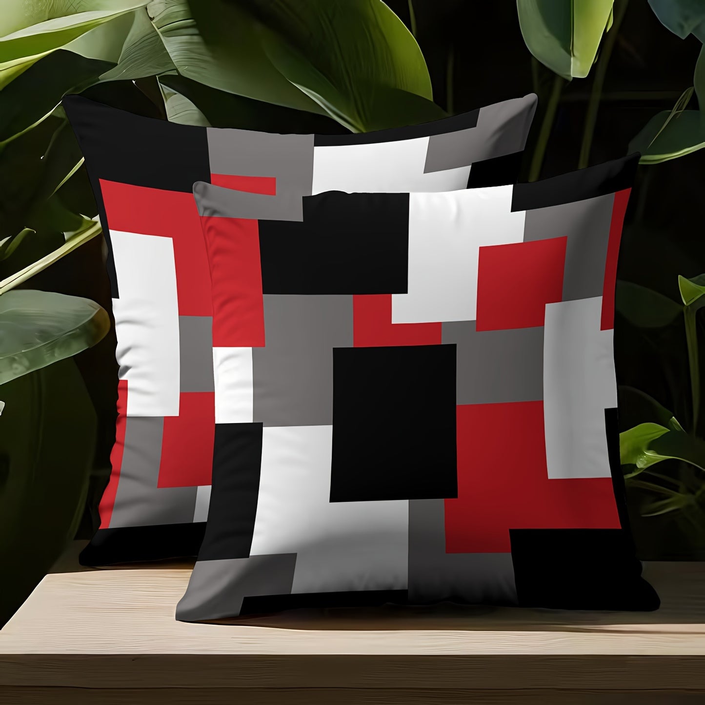 2pcs Modern Geometric Throw Pillow Covers, 45.72x45.72 cm, Dual-Sided Design, Soft Polyester, Zip Closure - Perfect for Living Room & Bedroom Decor (Inserts Not Included)