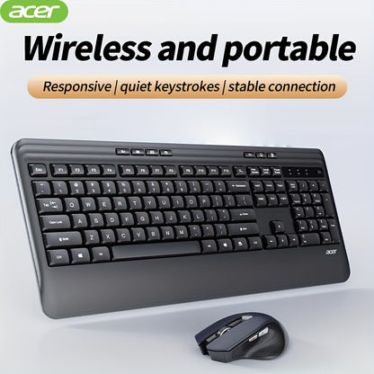 ACER Wireless Keyboard and Mouse Combo, Full-Size Quiet Ergonomic Keyboard Mouse Set, Compatible with Multiple Systems, Lightweight & Durable, Suitable for Office/Home Use