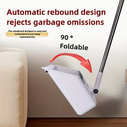 Conjunto de Vassoura e Pá de Lixo Dobráveis ​​4 em 1 - Plástico Durável, Design Fácil de Guardar para Limpeza Doméstica - Ideal para Cozinha, Casa de Banho e Pavimentos de Quartos - Inclui Rodo de Água, Não Necessita de Vassoura.