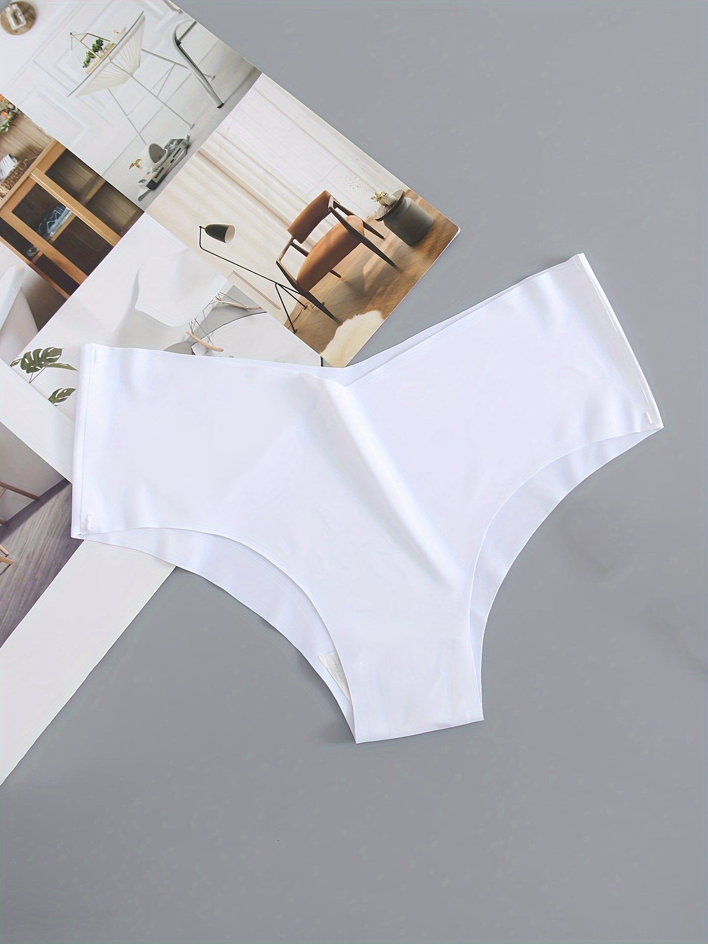 4 Pack Seamless Panties, Sporty & Comfy Solid Brief Panties, Women's Lingerie & Underwear