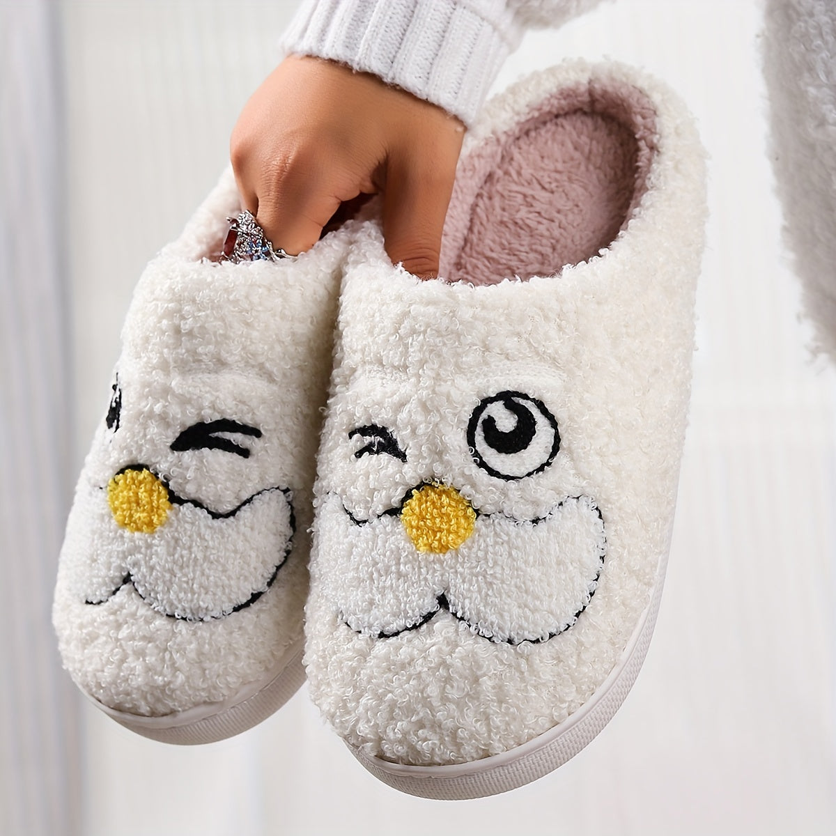 Christmas Tree Pattern Fuzzy Slippers, Winter Warm Closed Toe Flat Floor Shoes, Cozy Soft Sole Plush Home Slippers
