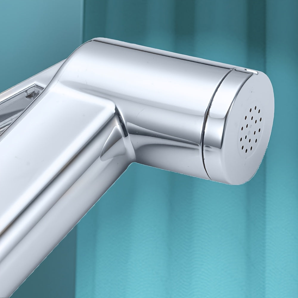Square and Round Pressurized Spray Gun with Stainless Steel Flat Bracket, Featuring Dual Water Outlet Valve for Toilet Companion - Powerful Jet