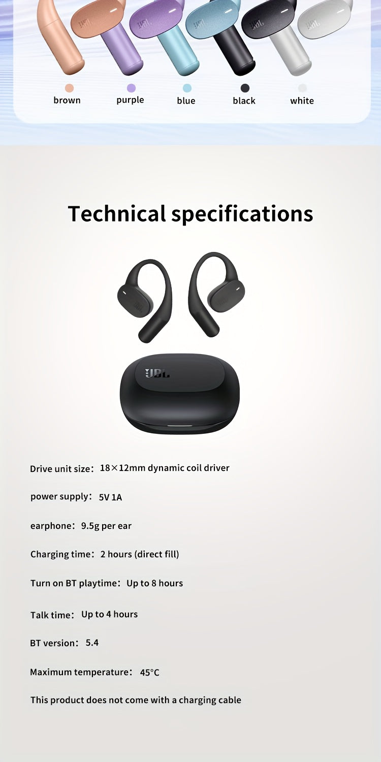 JBL Sense Lite sound circle, open wireless headphones, non-bone conduction sports running exercise travel hanging ear type non-clip ear headset, long-term wear, ultra-long battery life, enhanced bass, sound quality and clear