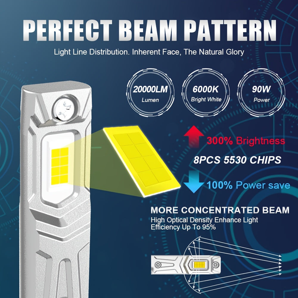 LupuAuto 4pcs H7 H1 LED Car Headlight Combo Kit, 6000K Cool White 300% Bright Led H7 H1 Low/High Beam Light, 1:1 Mini Size Plug And Play