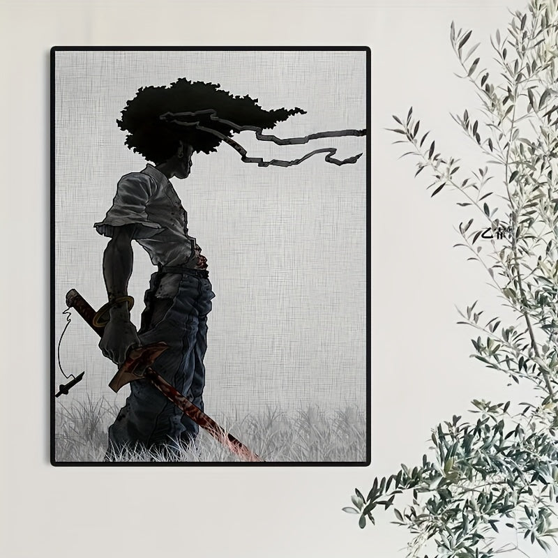 1pc African Samurai Anime Poster, Room Aesthetics Poster, Decoration Painting, Canvas Wall Art, Living Room Poster, Bedroom Painting, Home Decor, Frameless