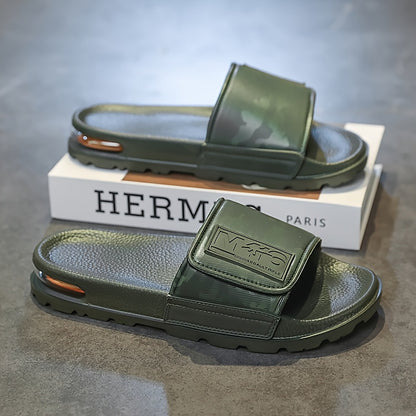 Sandálias leves de EVA para homem com estampado de letras - Calçado casual para praia e streetwear, conforto para todas as estações, ideal para atividades ao ar livre e uso diário, calçado desportivo | Textura elegante