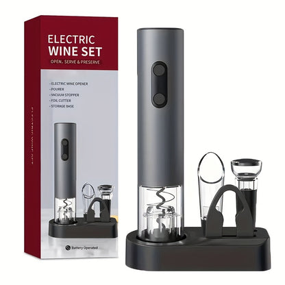 Abridor de Vinho Elétrico - Unidade ou Conjunto de 5 peças com Selador a Vácuo e Doseador, Kit de Ferramentas Automáticas para Bar, Ideal para Casa, Festas e Presentes