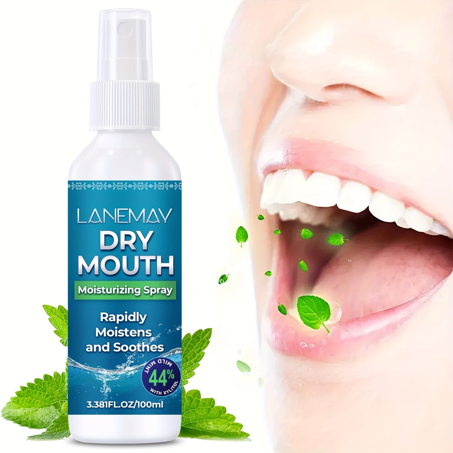 Lanemay Dry Mouth Moisturizing Spray 1.01fl.oz. - Stimulates Saliva for Fresh Breath, Reduces Acid, Fast-Acting Relief, Extended Effect, Natural Ingredients, Ideal for Adults
