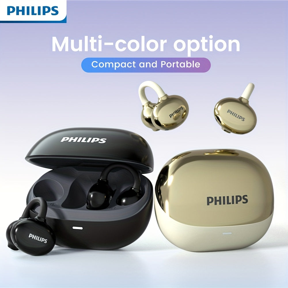 New Philips BT5.4 Earphones Wireless Sport Headphone Earbuds Touch Controlg Earclip Air Conduction Open Ear HiFi Sound 18 Hours Battery Life-TAT3469
