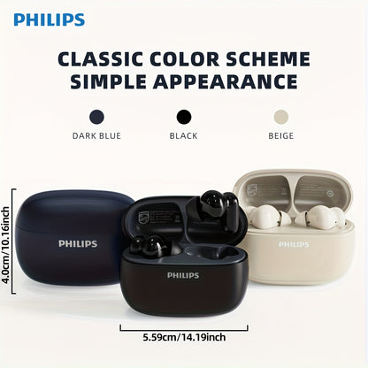 For Philips Active Noise-Cancelling Wireless Headphones with Single-Click Left Ear Adjustment, Dual HD Microphones, Sport-Style In-Ear Design, USB-C Charging, 10W Max Output, 5W Min Output, 36V Safe Voltage, Compatible with f