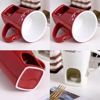TFS Chocolate Fondue Mug - Ceramic, Reusable, Hand-Wash Only, Multipurpose Hot Chocolate & Fondue Pot with Whisk, Ideal for Cheese, Caramel, Butter, Hot Chocolate Making | Whisked Drinkware | Durable Drinkware