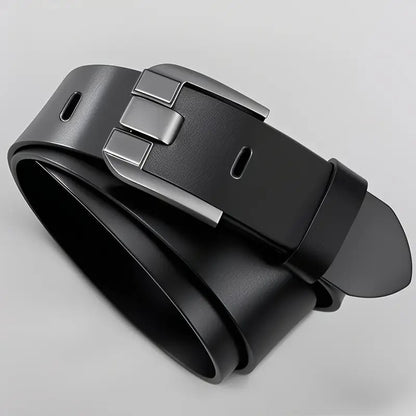 Men'S Genuine Leather Belt with Alloy Buckle - Heavy-Duty, Sweat-Resistant, Formal & Casual Belt for Big Waist - All-Season Everyday & Special Occasion Belt - Durable Metal Buckle Closure - Ideal for Jeans, Dresses, Business