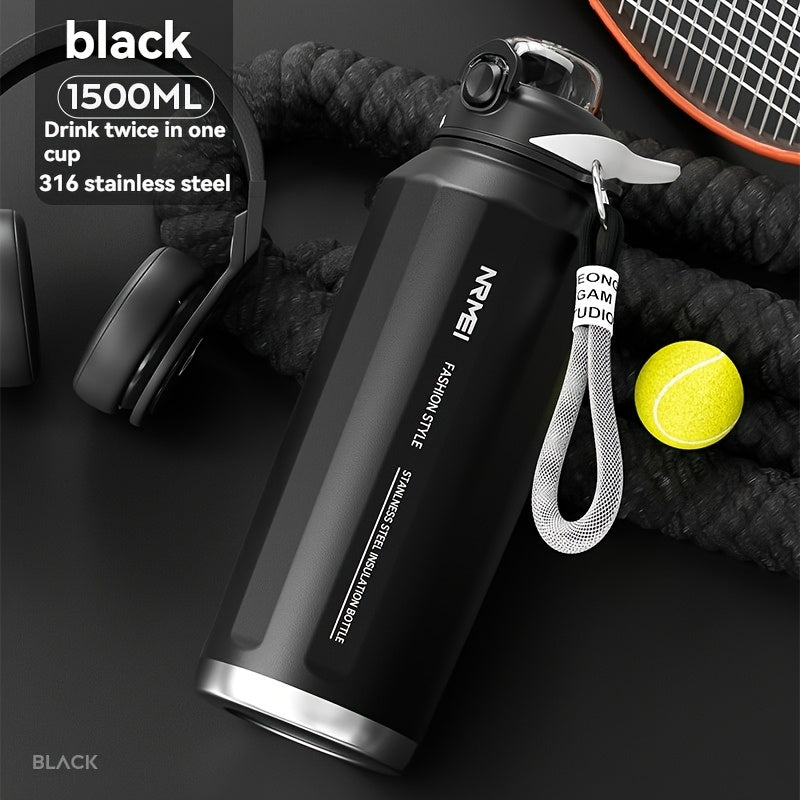 A 1500Ml Stainless Steel Thermos That Keeps Drinks Cold for 24 Hours, Is Leak-Proof, And Free of BPA, Featuring a Portable Handle. It'S an Ideal Gift for Outdoor Activities, Camping, Hiking, And Perfect for Valentine'S Day, M