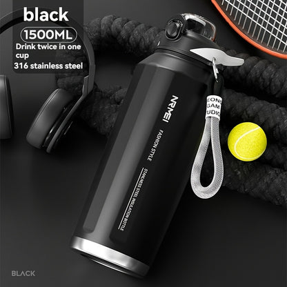 A 1500Ml Stainless Steel Thermos That Keeps Drinks Cold for 24 Hours, Is Leak-Proof, And Free of BPA, Featuring a Portable Handle. It'S an Ideal Gift for Outdoor Activities, Camping, Hiking, And Perfect for Valentine'S Day, M