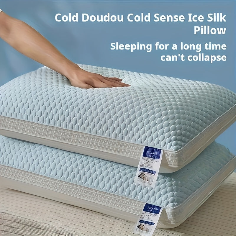 2pcs Cooling Breathable Cold Doudu Ice Pillows for Neck Support - Ergonomic Design, 100% Polyester, All-Season Use, Hand Wash Only, Home & Hotel Bedding Essentials, Neck Pillow for Sleeping, Sleek Pillow Design, Polyester Fil