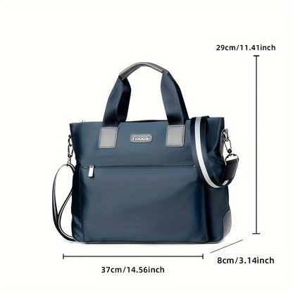 TMOOS Men'S Lightweight Oxford Business Casual Tote Bag - Large Capacity Multi-Compartment, Adjustable Shoulder Strap, Durable & Stylish for Work, Travel, and Everyday Use, Travel Tote Bag, Professional Appearance, Secure Zip
