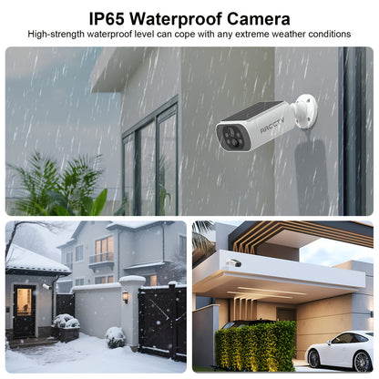 Solar Security Cameras Wireless Outdoor, 4 Cam-Kit, 4MP Solar Security Camera Wireless System, Color Night Vision, Motion Detection, No Monthly Fee, 64GB Memory Card, Outdoor Surveillance, Property Protection, Wireless Setup,