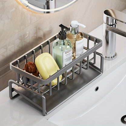 1pc Kitchen Sponge Drain Basket For Sink, Toilet Storage Rack, Kitchen Faucet Sponge Holder, Detachable Hanging Faucet Drain Rack For Sponge, Brush, Towel, Hand Sanitizer, Automatically Draining, Bathroom And Kitchen Supplies