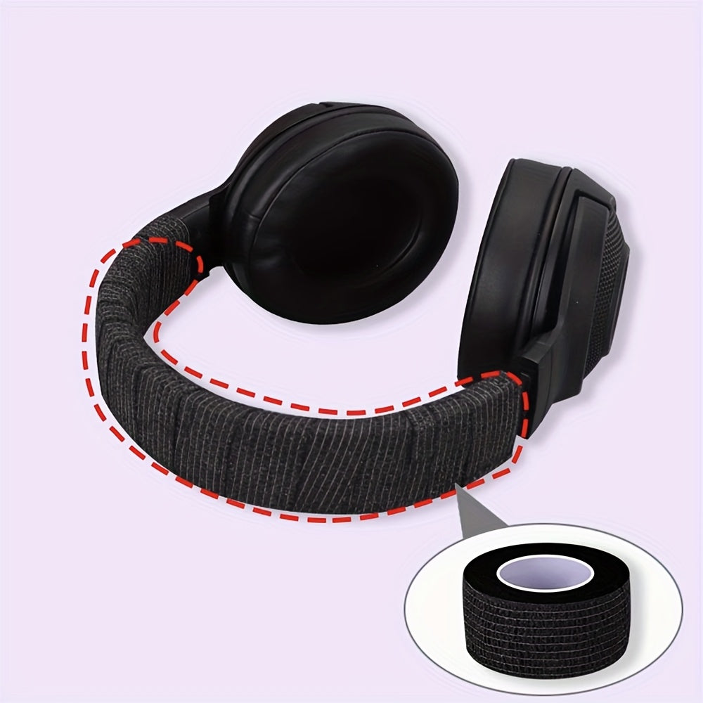 3-Pack Black Polyester Headphone Headband Protector Tape, Anti-Aging Peeling Repair Strip for Over-Ear Headsets, Durable Fiber Material, No Electronic Components
