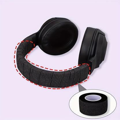 3-Pack Black Polyester Headphone Headband Protector Tape, Anti-Aging Peeling Repair Strip for Over-Ear Headsets, Durable Fiber Material, No Electronic Components