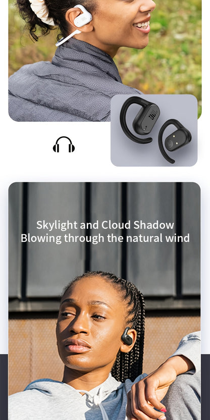 2024 New JBL Soundgear sense Open Wireless Earphones Bone Conduction Sports Running Headphones, Wireless Earbuds, HIFI Sound Quality, HD Calling, 1200mAh Rechargeable Battery, Wireless Connectivity