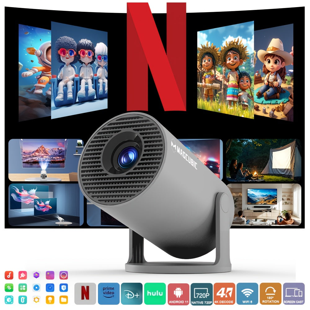 Magcubic Projector Hy300Pro Native 720P Android 11 Dual Wifi6 Built in APP Store 260 ANSI EU Plug Allwinner H713 Wireless5.0 Home Cinema Projector
