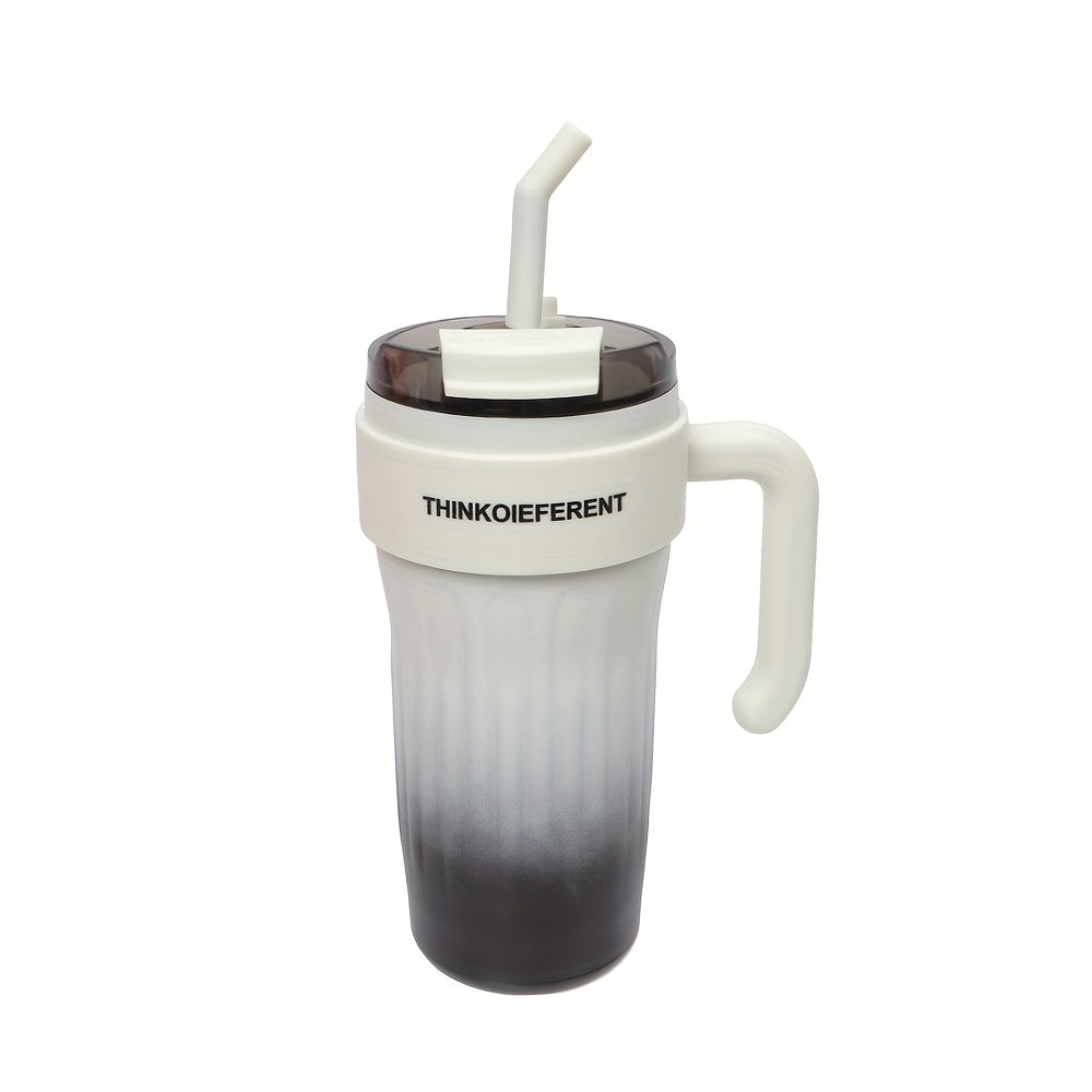 Copo térmico de aço inoxidável de 780ml/28oz com pega, copo de café com isolamento a vácuo de camada dupla, à prova de fugas e quedas, com tampa e palhinha, presente perfeito para amigos, adequado para atividades ao ar livre, campismo e trilhos.