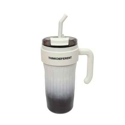 Copo térmico de aço inoxidável de 780ml/28oz com pega, copo de café com isolamento a vácuo de camada dupla, à prova de fugas e quedas, com tampa e palhinha, presente perfeito para amigos, adequado para atividades ao ar livre, campismo e trilhos.