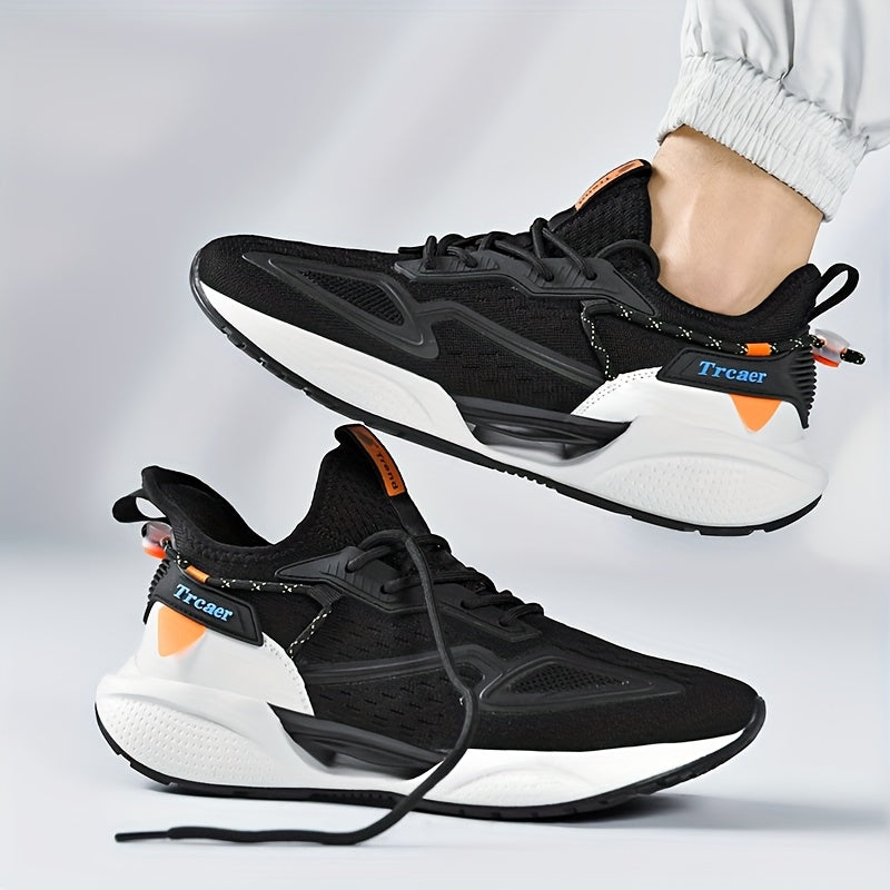 Panyan Wolfcaw Men's Sneakers - White/Black/Orange Sneakers with Air Cushion Technology, Arch Support & Non-Slip MD/TPU Sole - Low-Top Breathable Running Gym Shoes for Casual, Training, Casual Attire - All-Season Comfortable