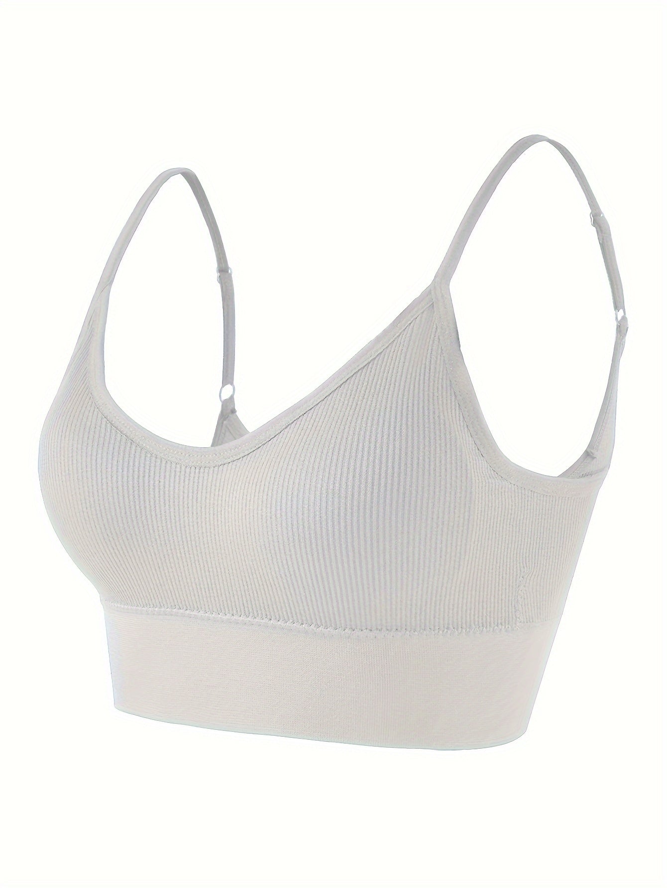 Solid Ribbed Sports Bra, Comfy & Breathable Workout Fitness Intimates Bra, Women's Lingerie & Underwear