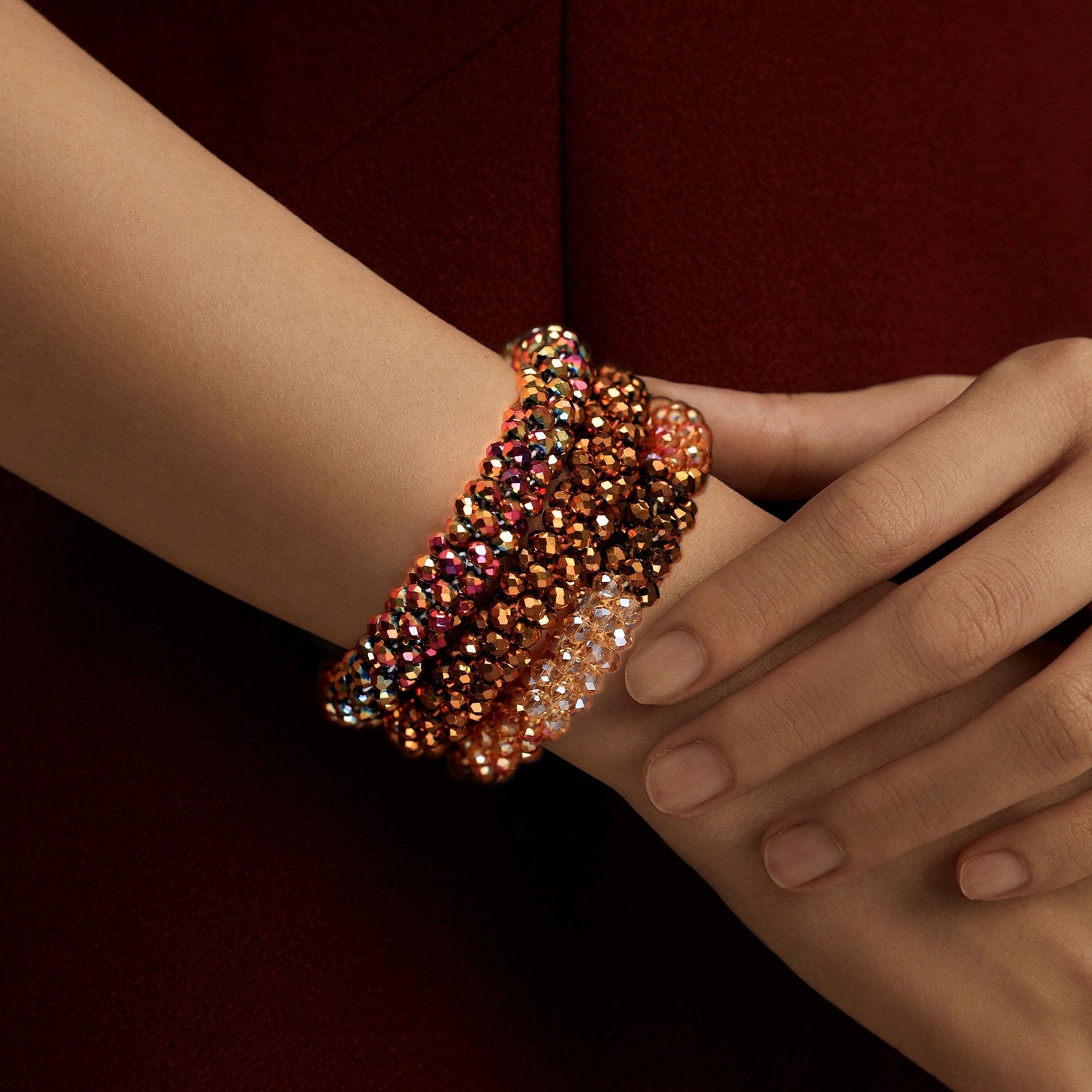 Esbbela 3pcs Bracelet Set Holiday Gift Beaded Artificial Crystal Stackable Strap Set with Elasticity Suitable for Women Men 16.51-20.32 cm Daily Vacation