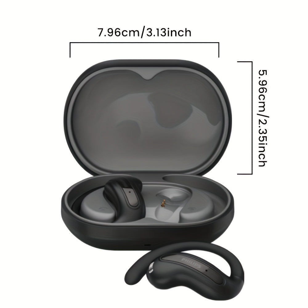 For Philips 2025 New Style True Wireless Music Headset Gaming Earbuds - Wireless, Noise Cancelling, Built-in Microphone, USB Rechargeable, Open Back Design for Running, Sports, Android & for iPhone, Gaming Headphones, Sleek E