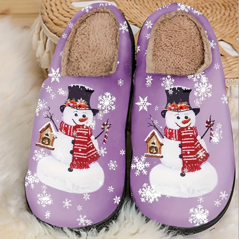 Christmas Tree Pattern Fuzzy Slippers, Winter Warm Closed Toe Flat Floor Shoes, Cozy Soft Sole Plush Home Slippers