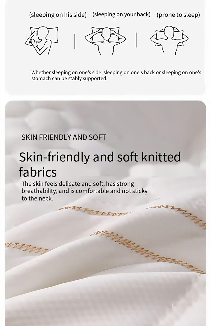 1pc Zero Pressure Deep Sleep Neck Pillow - 4-Level Ergonomic Cervical Pillow with Anti-Hunchback Design, Soft & Firm Support for Side/Back/Stomach Sleepers, Non-Collapsing Core, 8-Hour Comfort, Hand Washable, Ideal for Home U