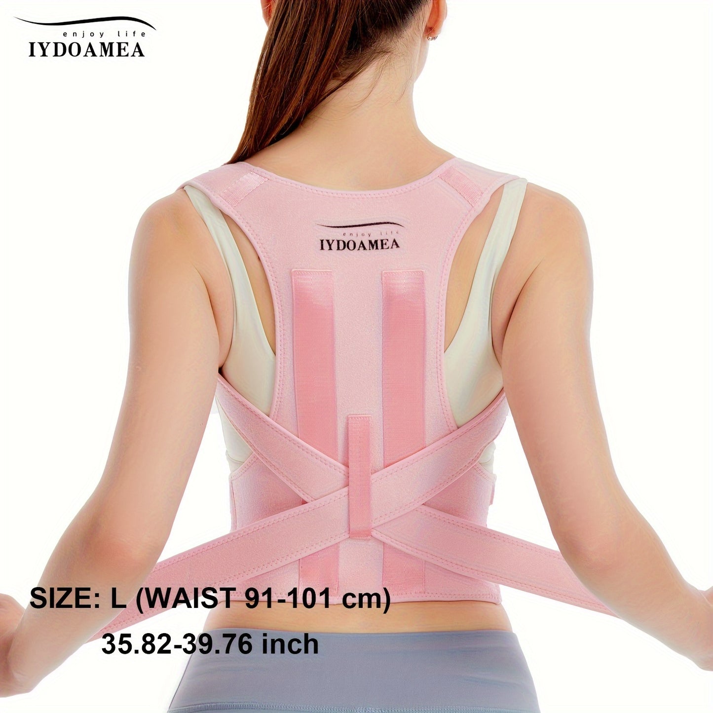 IYDOAMEA Women'S Posture Corrector - Adjustable Back Brace with Breathable Fabric, Ergonomic Design for Office, Travel, and Home Use, Pink, Comfortable & Durable, Sleek Design