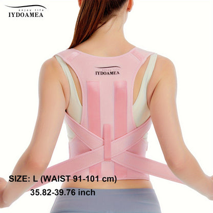 IYDOAMEA Women'S Posture Corrector - Adjustable Back Brace with Breathable Fabric, Ergonomic Design for Office, Travel, and Home Use, Pink, Comfortable & Durable, Sleek Design