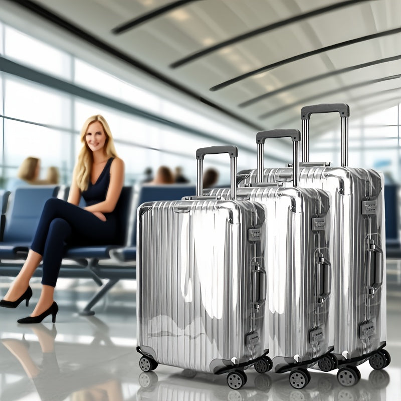 3pcs Luggage Protective Covers, Check-in Shockproof Thick PVC Transparent Dustproof Covers for 50.8cm+60.96cm+71.12cm Suitcases, Waterproof & Durable