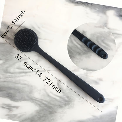 1pc Long Handle Soft Silicone Back Scrubber & Massager - Gentle Exfoliating Brush for Deep Cleansing, No Battery Needed, Ergonomic Design for Upper Back & Hard-to-Reach Areas, Light Beige Care & Muscle Relaxation, Shower Acce