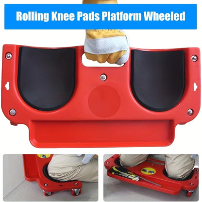 Multi-Functional ABS Rolling Knee Pad Platform with Built-in Tool Tray - Comfortable Kneeling Mat for Technicians, Carpenters, Flooring Installation, and Auto Repair