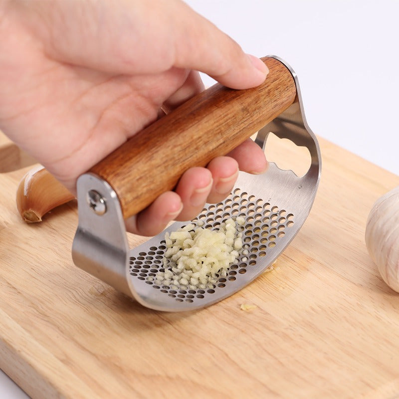 Heavy-Duty Manual Garlic Press with Built-in Bottle/Can Opener - Stainless Steel Garlic Crusher, Non-Slip Grip - Easy-to-Use Garlic Grinder for Kitchen, Camping, Picnics - Heavy-Duty Construction, No Electricity Needed - Idea