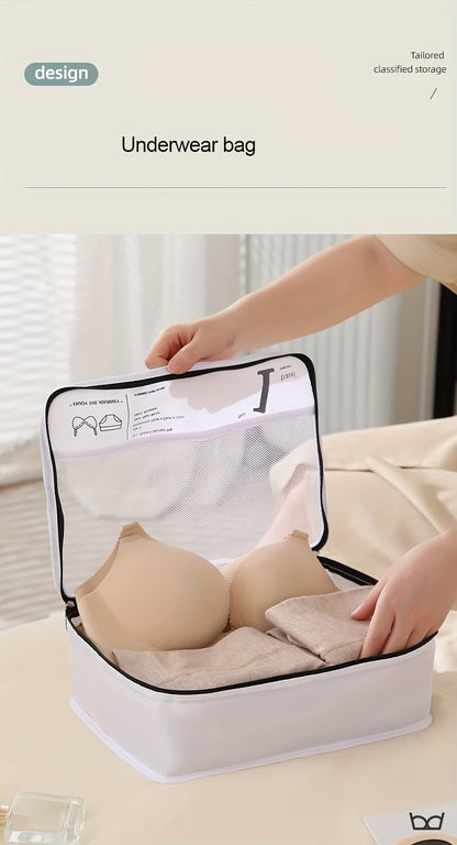 Portable Travel Storage Bag Set of 7pcs Suitcase Clothes Organizer Pouches with Clothing Bags, Underwear Pouches, and Shoe Pouches Suitable for Business Trips by Both Men and Women