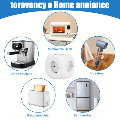 Tomada elétrica padrão europeia 5 em 1, extensão de parede com 5 fichas europeias – Resolva a falta de tomadas na sala de estar, quarto, escritório e cozinha.